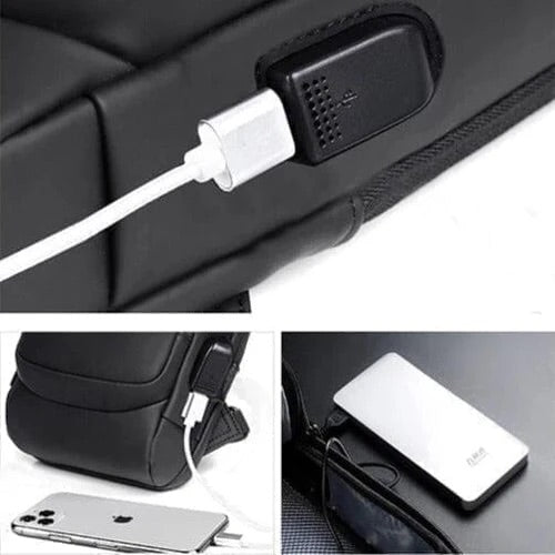 Mochila de Ombro Anti-Furto com Senha USB Slim Bag