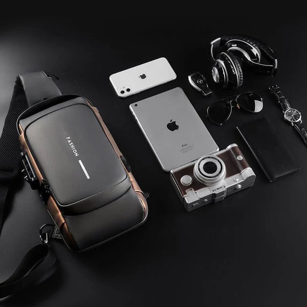 Mochila de Ombro Anti-Furto com Senha USB Slim Bag